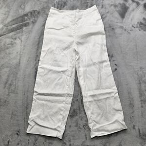 White House Black Market‎ Pants Womens 6 White The Wide Leg Crop Stretch Linen